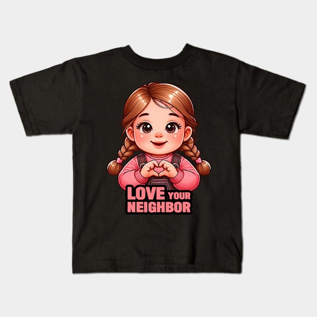 Love Your Neighbor Kids T-Shirt by Plushism